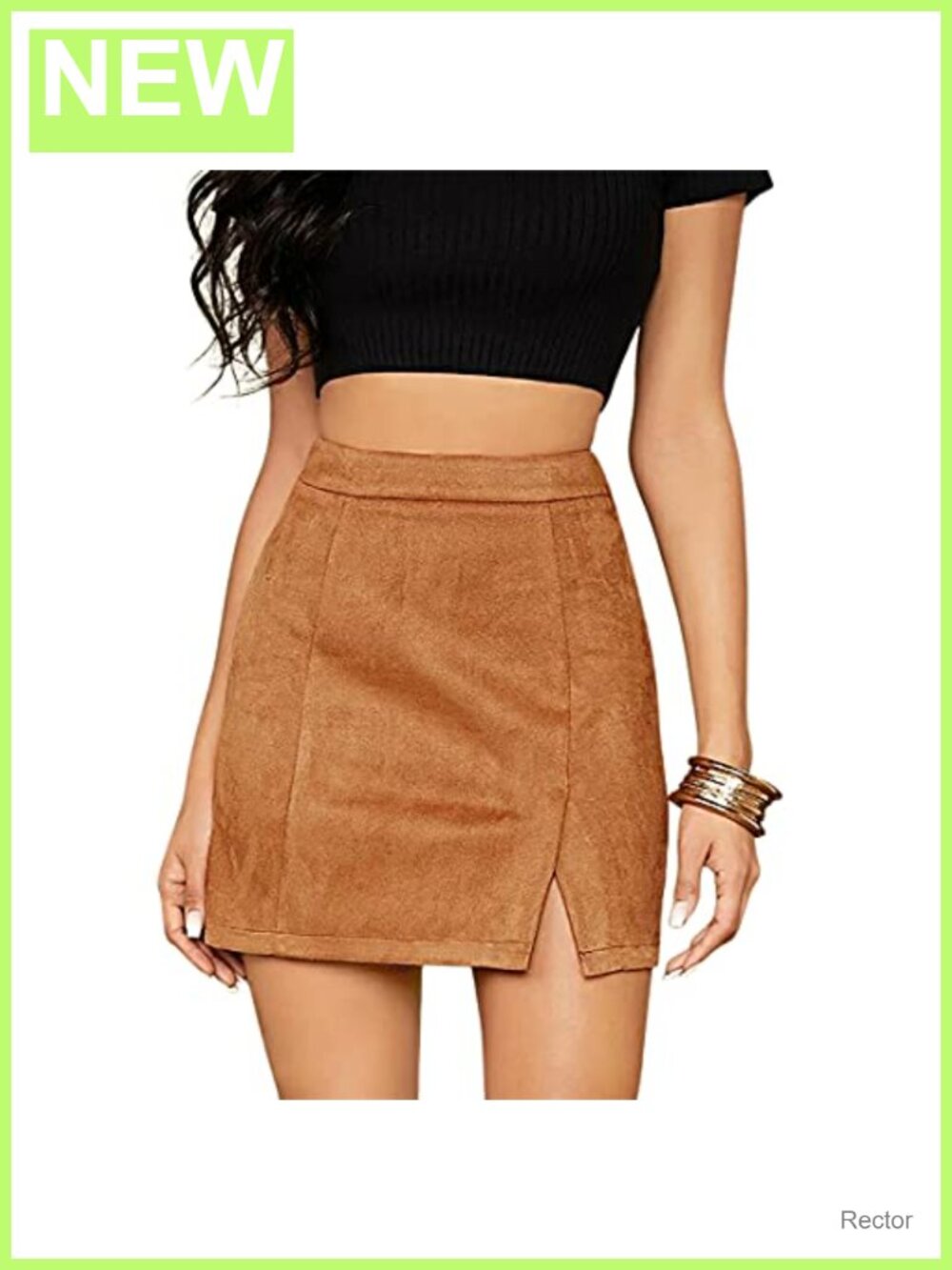 Faux Suede High Waist Bodycon Mini Skirt Side Split Slim Fit
